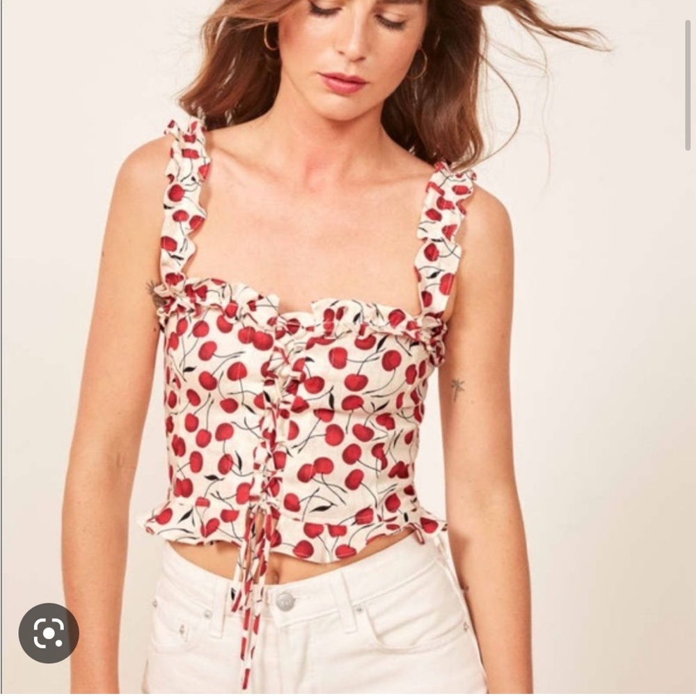 Reformation Bayley Top in Cherry